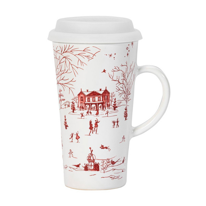 Country Estate Winter Frolic Ruby Travel Mug-Becket Hitch