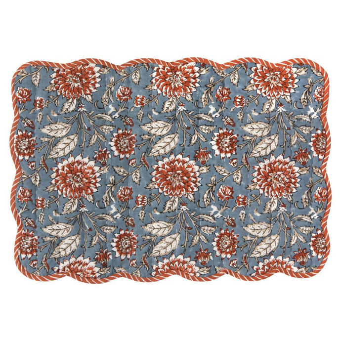 Dahlia Block Print Placemat-Becket Hitch