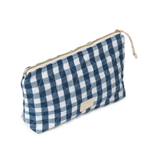 Load image into Gallery viewer, Dark Blue/White Nola Makeup Bag - Becket Hitch
