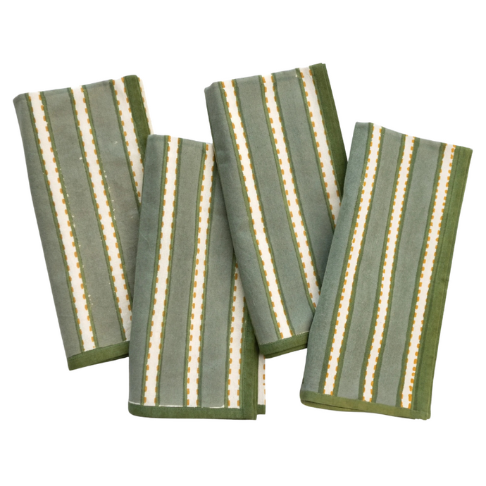 Dotted Stripe Green Napkin Set - Becket Hitch