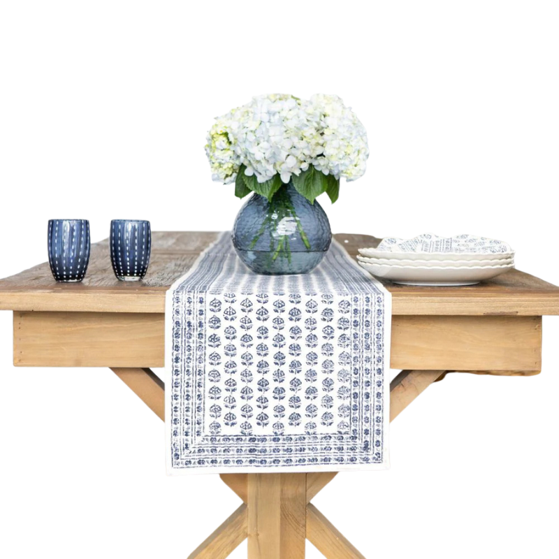 Elise Blue Table Runner-Becket Hitch