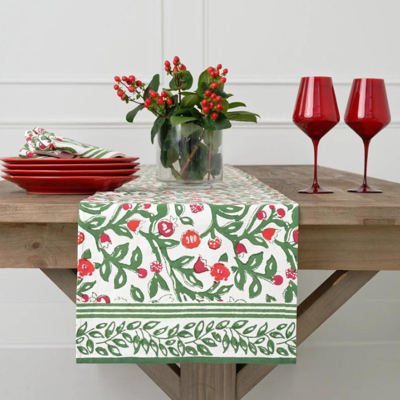 Emma Red & Green Table Runner-Becket Hitch