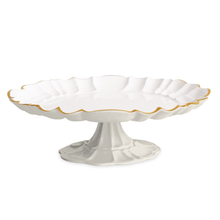 Load image into Gallery viewer, Encanto Cream and White Tuscany Pedestal Cake Plate - Becket Hitch
