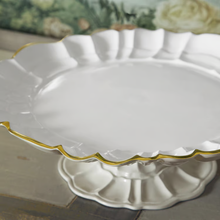 Load image into Gallery viewer, Encanto Cream and White Tuscany Pedestal Cake Plate - Becket Hitch

