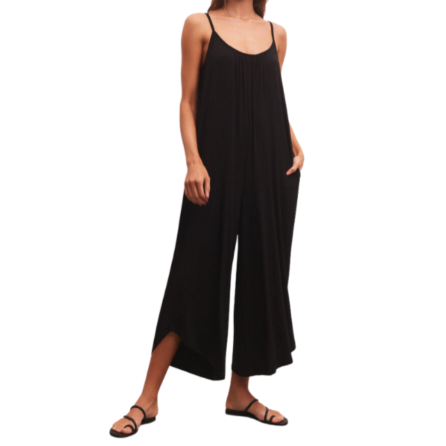 Flared Jumpsuit Black-BECKET HITCH