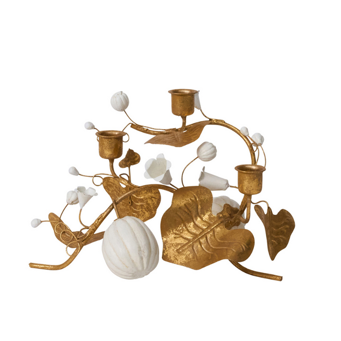 Forest Walk Pumpkin & Vine Triple Candlestick Holder - Becket Hitch