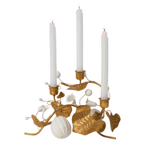 Load image into Gallery viewer, Forest Walk Pumpkin &amp; Vine Triple Candlestick Holder - Becket Hitch

