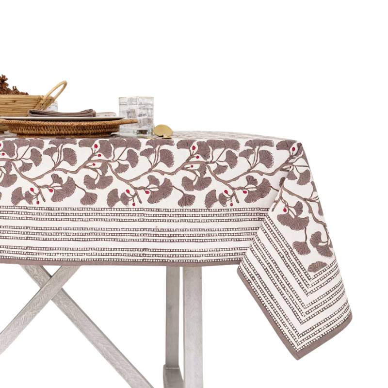 Ginkgo Taupe Tablecloth - Becket Hitch