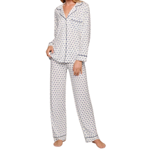 Load image into Gallery viewer, Gisele Printed Long PJ Set Hanukkah Glow Nouvean Navy - Becket Hitch
