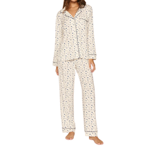 Load image into Gallery viewer, Gisele Printed Long PJ Set Twinkling Menorah Ivory/Navy - Becket Hitch
