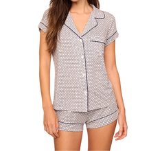 Load image into Gallery viewer, Gisele Printed Short PJ Set  Geo-Sphere Gray Dawn/Navy-Becket Hitch
