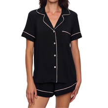 Load image into Gallery viewer, Gisele Short PJ Set Black/Sorbet Pink - Becket Hitch
