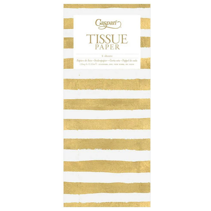 Gold & White Painted Stripe Tissue Paper-Becket Hitch