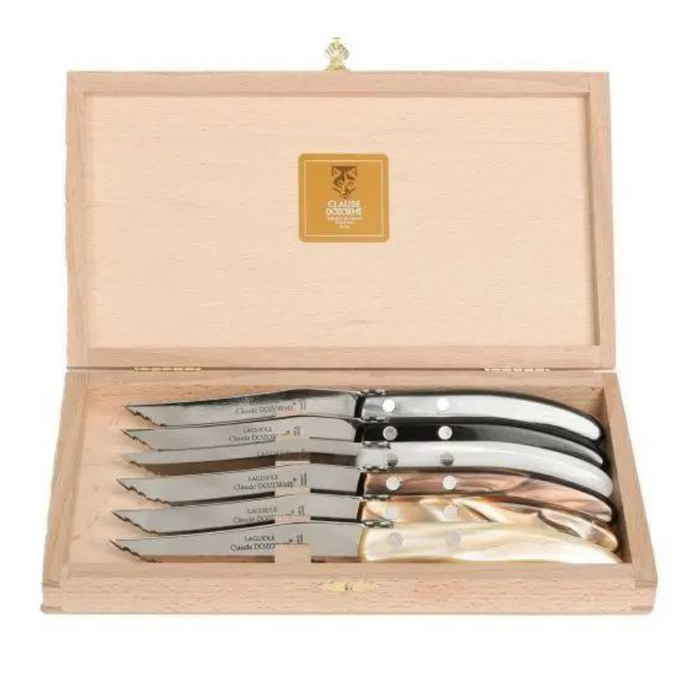 Grey-Brown Set of 6 Steak Knives-Becket Hitch