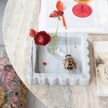 Load image into Gallery viewer, Grey Marble Scalloped Tray - Becket Hitch
