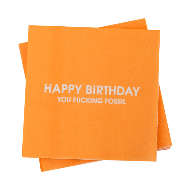 Happy Birthday Fossil Cocktail Napkins-Becket Hitch