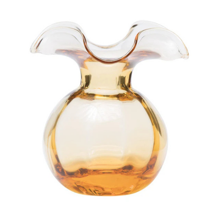 Hibiscus Glass Amber Medium Fluted Vase - Becket Hitch