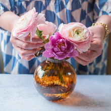 Load image into Gallery viewer, Hibiscus Glass Brown Tortoiseshell Bud Vase Becket Hitch
