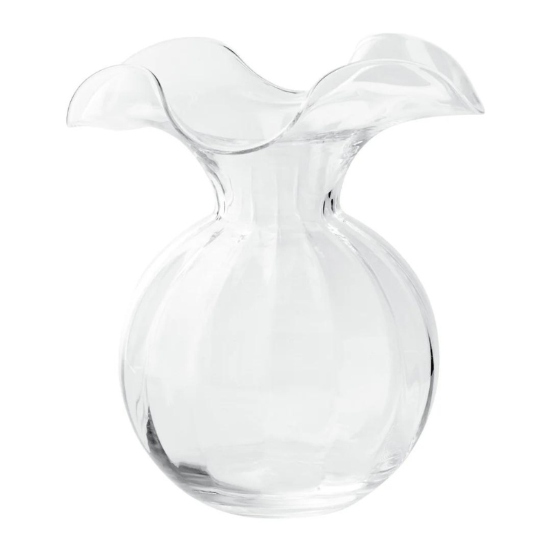 Hibiscus Glass Clear Medium Fluted Vase-Becket Hitch