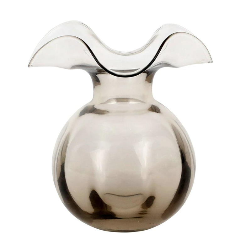 Hibiscus Glass Gray Medium Fluted Vase-Becket Hitch