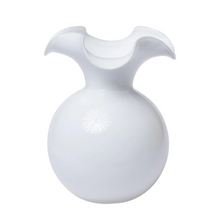 Load image into Gallery viewer, Hibiscus Glass White Medium Fluted Vase-Becket Hitch
