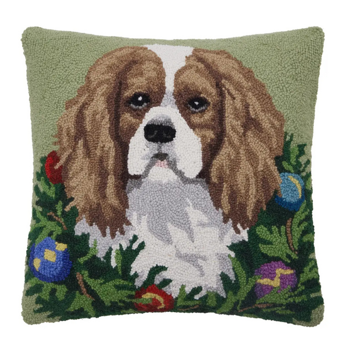 Holiday King Cavalier Spaniel Hook Pillow - Becket Hitch