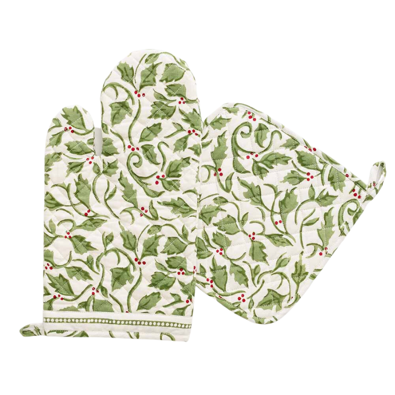 Holly Berry Oven Mitt Set-Becket Hitch