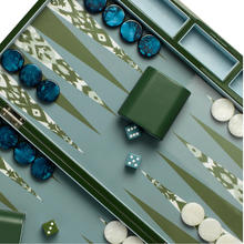 Load image into Gallery viewer, Ikat Khaki Lacquered Backgammon Set - Becket Hitch
