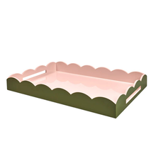 Load image into Gallery viewer, Khaki &amp; Pink Large Scallop Ottoman Tray - Becket Hitch
