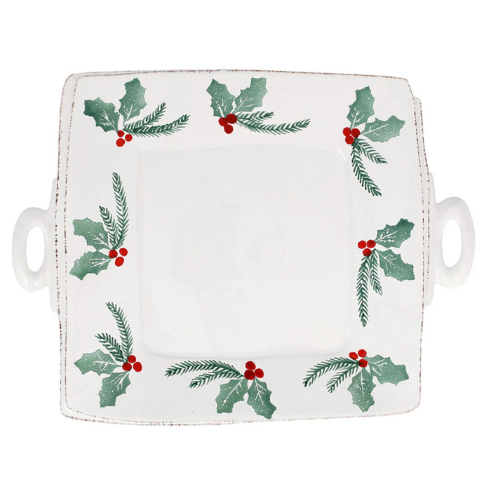 Lastra Evergreen Handled Square Platter-Becket Hitch