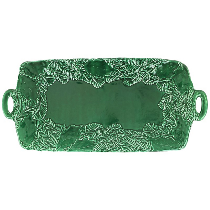 Lastra Holiday Green Figural Handled Rectangular Platter - Becket Hitch