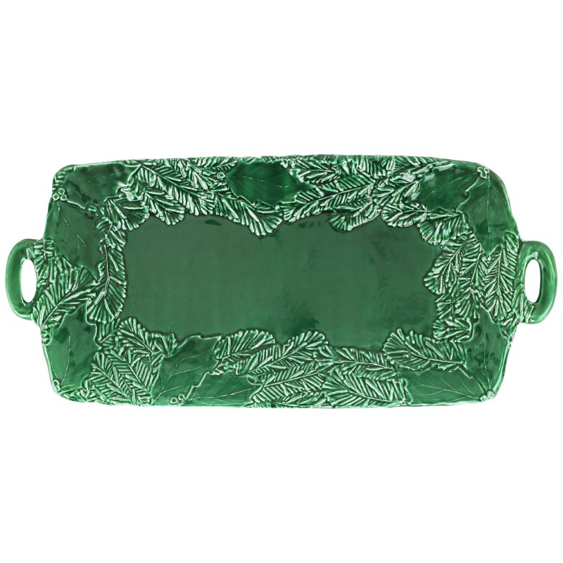 Lastra Holiday Green Figural Handled Rectangular Platter - Becket Hitch