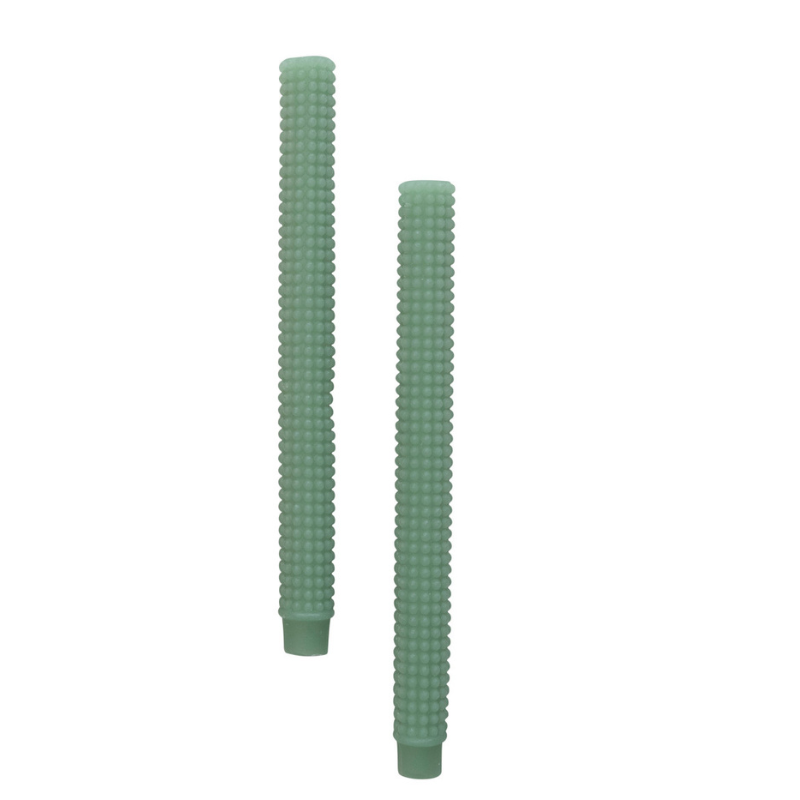 Mint Hobnail Taper Candles - becket hitch