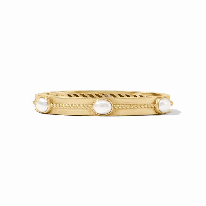 Nassau Stone Hinge Bangle in Pearl - Becket Hitch