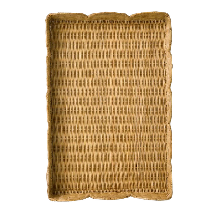 Natural Wicker Scalloped Rectangle Trays -Becket Hitch