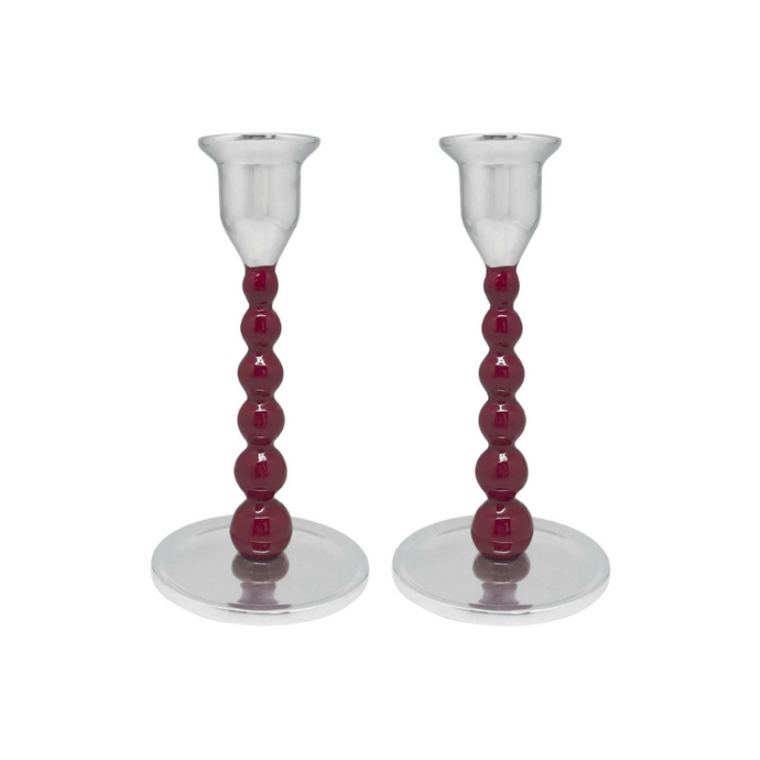 Pearled Red Small Candlestick Set - Becket Hitch