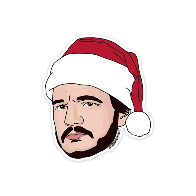 Pedro Pascal in Santa Hat Sticker-Becket Hitch