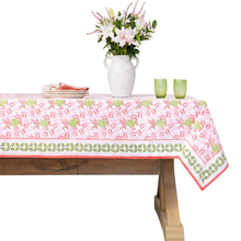 Load image into Gallery viewer, Pineapple Party Pink &amp; Green Tablecloth - Becket Hitch
