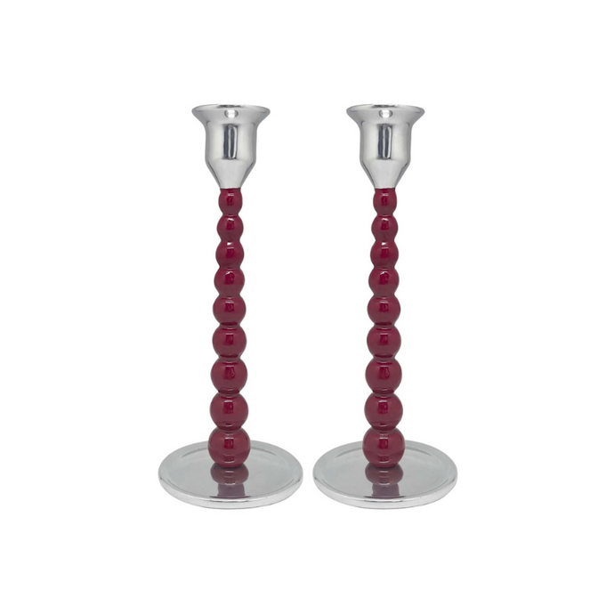 Red Pearled Medium Candlestick Set - Becket Hitch