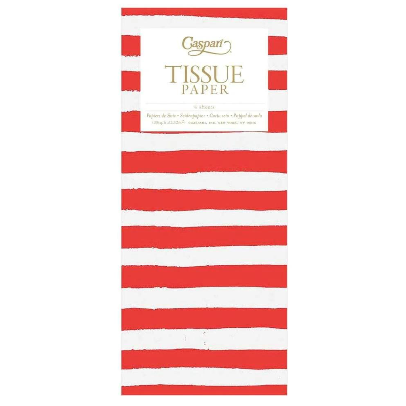 Red & White Painted Stripe Tissue Paper-becket hitch