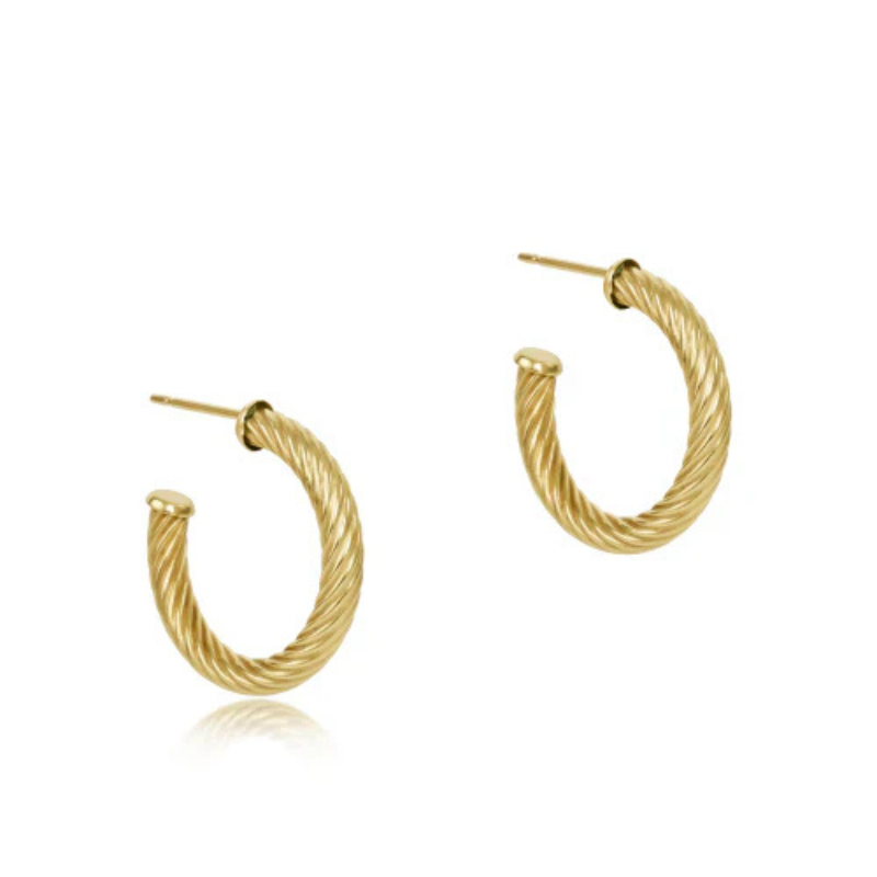 Round Gold Post Hoops 4mm Textured Twist-Becket Hitch