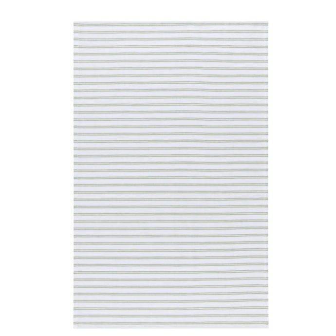 Sage Green Ticking Stripe Tea Towel-Becket Hitch