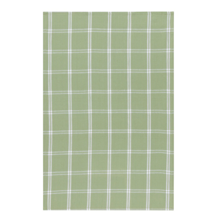 Sage Green Windowpane Tea Towel-Becket Hitch