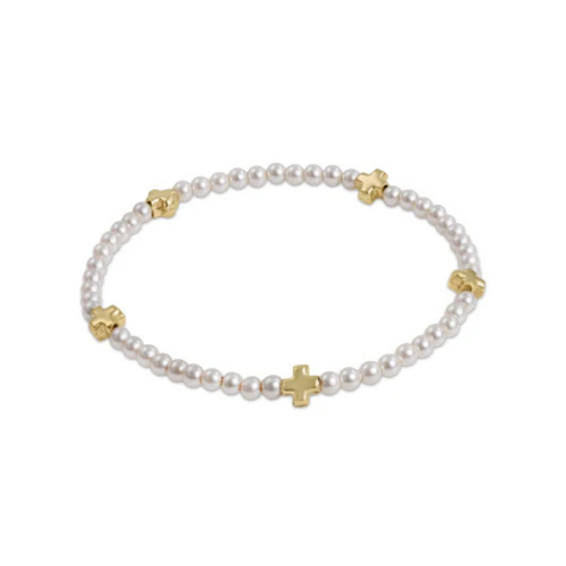 Signature Cross Pearl Pattern 3mm Bracelet-Becket Hitch