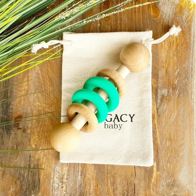 Silicone & Wood Rattle Kelly Green-Becket Hitch