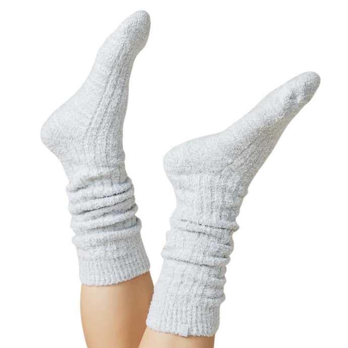 Slouchy Marshmallow Socks in Heather Grey-Becket Hitch