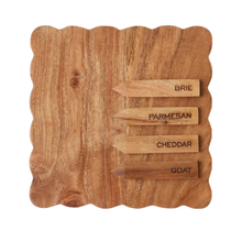 Load image into Gallery viewer, Small Square Scalloped Cheese Board with Cheese Markers - Becket Hitch
