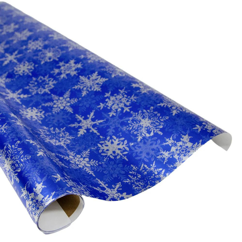 Snowfall Blue Foil Wrapping Paper-Becket Hitch