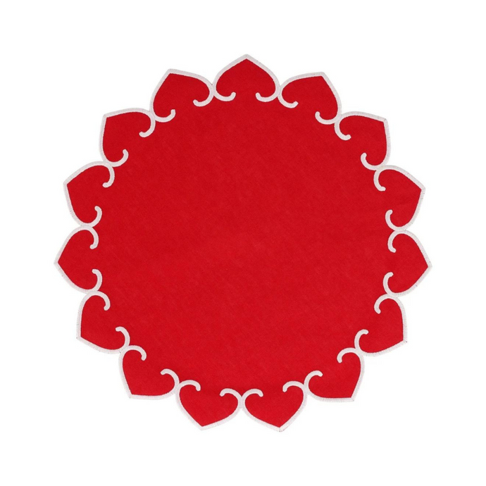 Tessuti Red Round Placemats with White Stitching-Becket Hitch