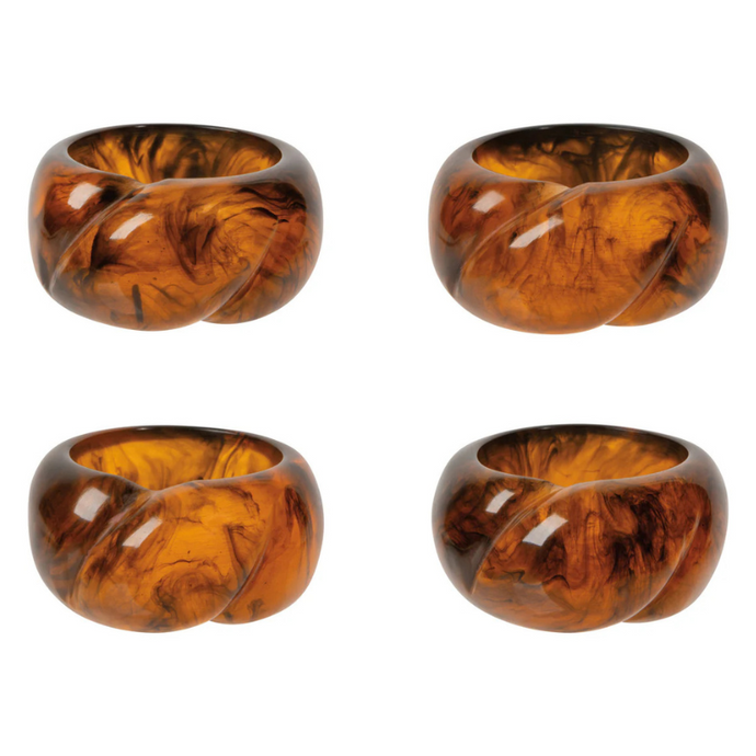 Tortoise Shell Resin Napkin Ring Set - Becket Hitch